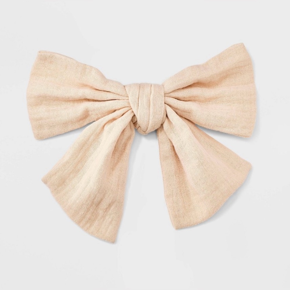 Wrinkled Linen Bow Hair Barrette -Fashionable Solid Hair Clip for Styling